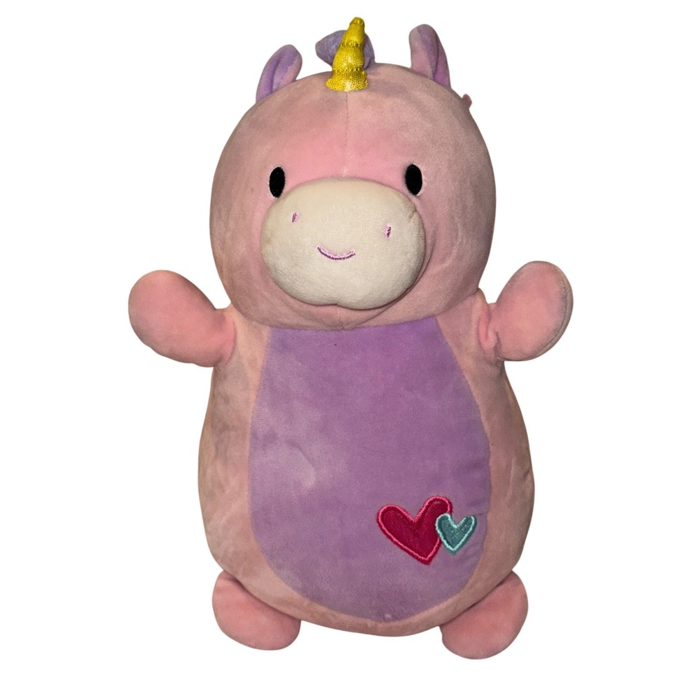 Squishmallows Hug Mees Pink Unicorn 10 Inch Plush Gold Horn Hearts Kellytoy